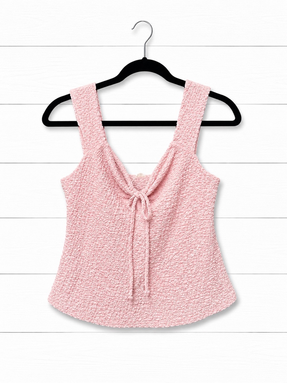 See You Monday Blush Pink Tie-Front Textured Camisole